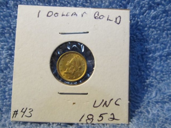 1852 $1. GOLD PIECE UNC