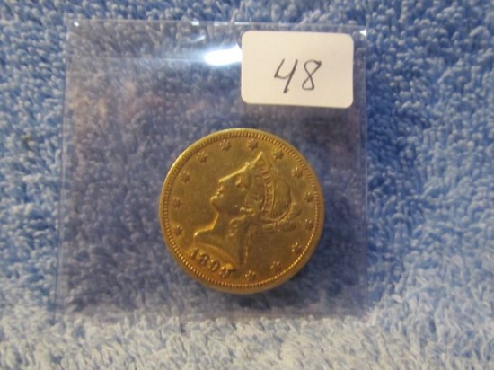 1899 $10. LIBERTY HEAD GOLD PIECE XF