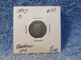 1897O BARBER DIME F RARE