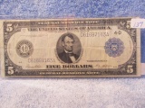 1914 $5. FEDERAL RESERVE NOTE AU