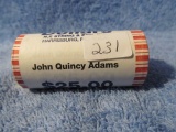 ROLL OF 25 JOHN QUINCY ADAMS DOLLARS IN BANK ROLL BU