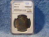 1884O MORGAN DOLLAR NGC MS61 STAR COLORFUL TONING