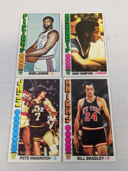 1976, 1977 Topps basketball lot of stars: Bradley, Maravich, Thompson RC, Lanier