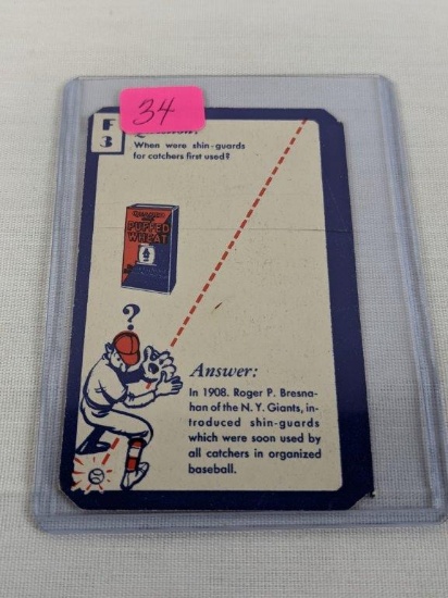 Babe Ruth, Quaker Oats, 1934 game card