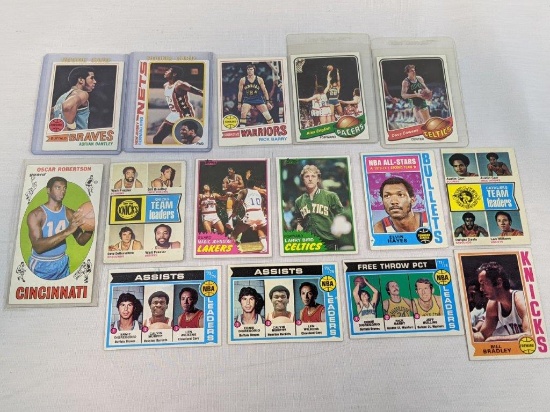 Topps basketball lot of 15, many stars and some rookies,  1969 through 1981