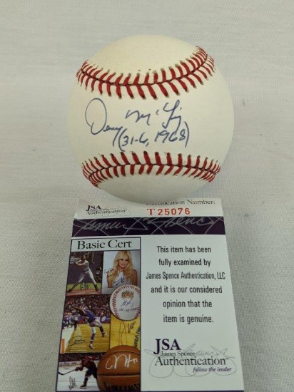Denny McLain signed MLB baseball, JSA blue ink on the sweet spot
