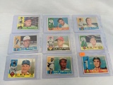 1960 Topps baseball lot of 9, card # 517 through 520, 523, 524, 526, 527, 528
