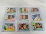 1960 Topps lot of 9 baseball , card # 530, 531, 533, 534, 535, 538, 540, 541, 542