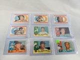 1960 Topps baseball lot of 9, card # 543 through 547, 555 through 557, 561