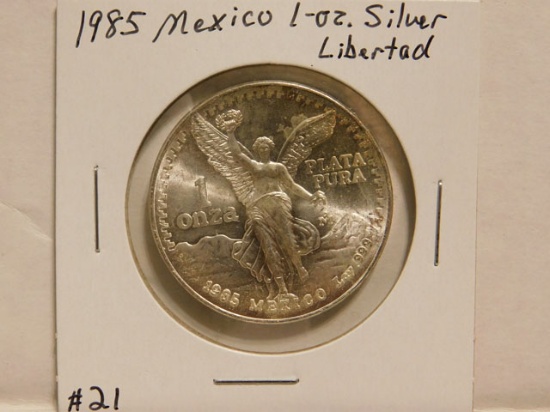 1985 MEXICO 1-OZ. .999 SILVER LIBERTAD BU