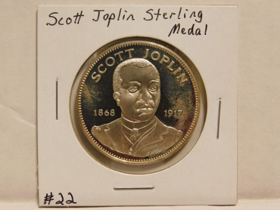 SCOTT JAPLIN STERLING SILVER MEDAL (MARKED ON RIM)