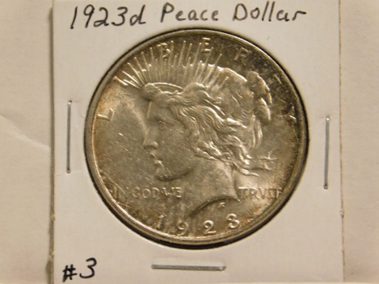 1923D PEACE DOLLAR UNC-CLEANED