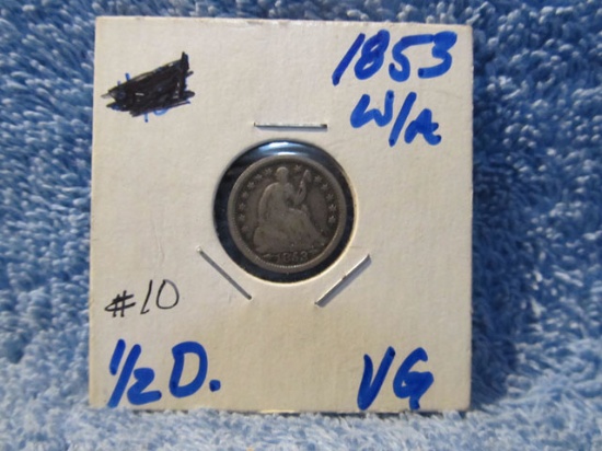 1853 W/ARROWS SEATED HALF DIME VG