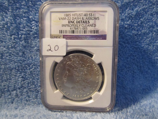 1885 MORGAN DOLLAR NGC UNC-DETAILS VAM-22 HIT LIST-40