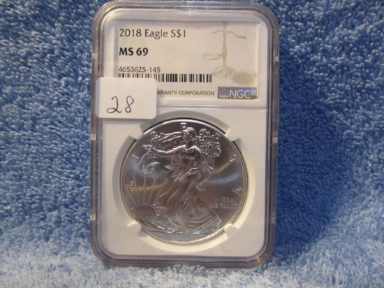 2018 SILVER EAGLE NGC MS69