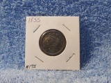 1855 HALF CENT UNC-CLEANED