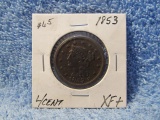 1853 LARGE CENT XF+