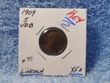1909SVDB LINCOLN CENT KEY DATE XF+