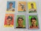 1958 Topps baseball lot of 6 with Ed Mathews, stain on back of Mathews