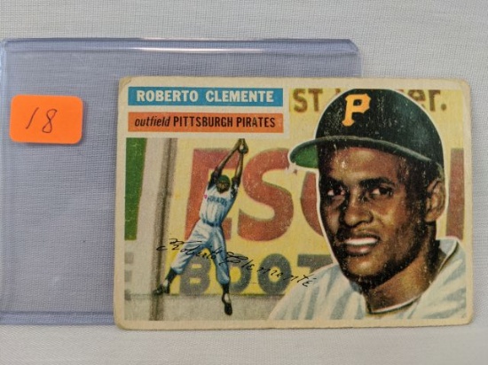 Roberto Clemente 1956 Topps, creases and corner wear - soft croners