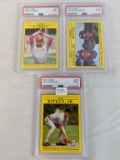 (3) 1991 Fleer PSA 9 Graded Baseball Cards - Larkin, Bonds/Griffey & Ripken