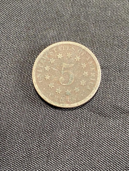 1869 Circulated Shield Nickel