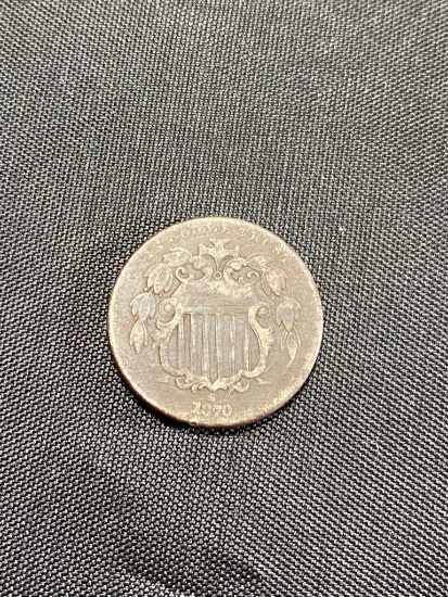 1870 Circulated Shield Nickel