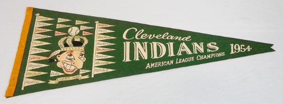 1954 Cleveland Indians A.L. Champs Scarce Roster Pennant
