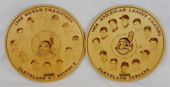 1948 & 1954 Cleveland Indians Wood Burned Team Displays