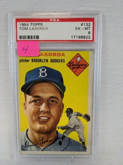 Tom Lasorda ( Rookie) 1954 Topps, PSA, EX-mint