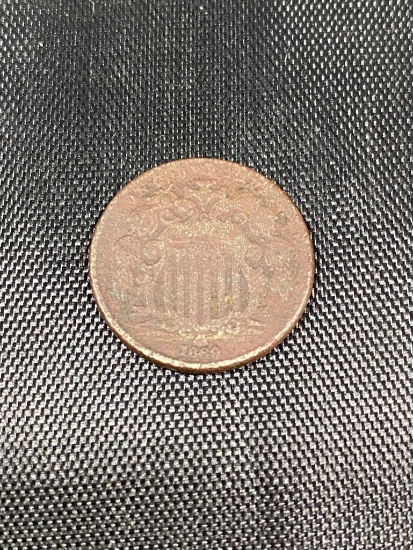 1869 Circulated Shield Nickel