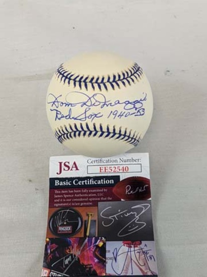 Dom DiMaggio signed MLB Yankees ball, JSA stat