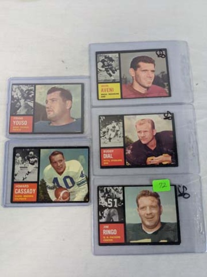 1962 Topps football Short Prints and stars, 5 cards
