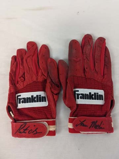 Pete O'Brian & Louis Medina game-used signed gloves