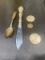 Plated spoon, Sterling Handle Butterknife, IH Penny, 40% Kennedy Half and token