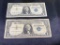 2- 1957 $1.00 Blue Seal Silver Certificates