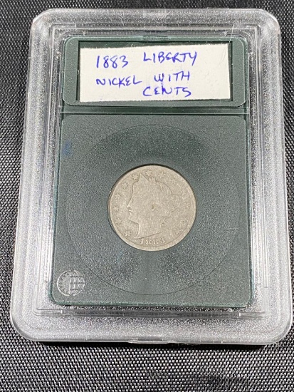 1883 Liberty Nickel with cents in snap case