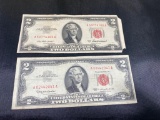 1953 and 1963 Red Seal $2.00 notes