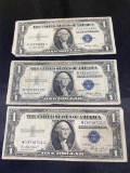 3- 1935E $1.00 Silver certificates