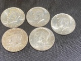 5- 90% 1964 Kennedy Half Dollars