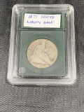 1875 Seated Liberty Half Dollar in snap case