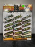 Retail Knife Board, with Wildlife Series Folding Knives, total of 18, wrapped in factory cellophane