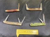 4- USA Made knives, all need repair, Camillus and Schrade Old Timer