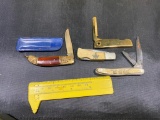 Lot of 4 knives, including a Parker Masonic Knife, needs repair