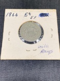 1866 Shield Nickel, LOOK AT THE DETAIL OF THIS COIN