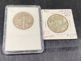 1943 and 1943D Walking Liberty Half Dollars, 90% Silver