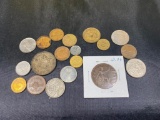 Lot of Foreign Coins, there is a Mexico Un Peso (.500) silver