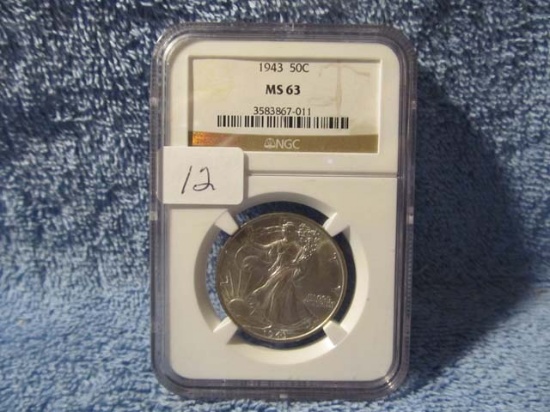 1943 WALKING LIBERTY HALF NGC MS63