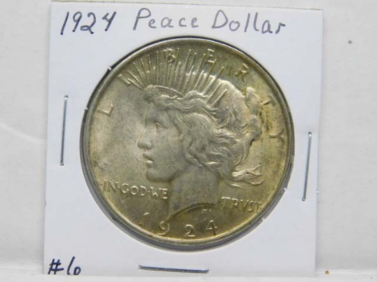 1924 PEACE DOLLAR (TONING) BU