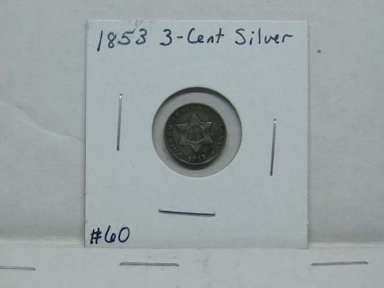 1853 3-CENT SILVER VF+